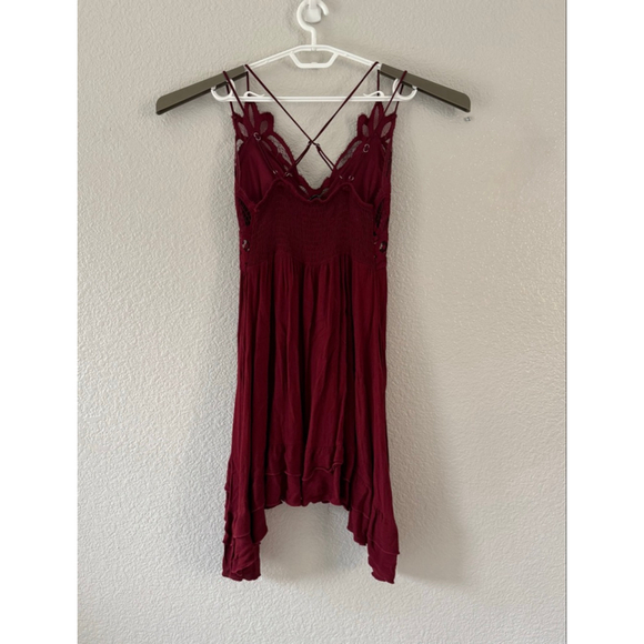 BSXIJI Medium Burgundy Lace Babydoll Tunic Top Boho High Low Hem EUC - Picture 4 of 7
